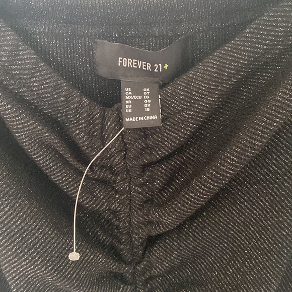 FOREVER 21+ Off Shoulder Longsleeve Black Dress with Silver Sparkle - Picture 3 of 5